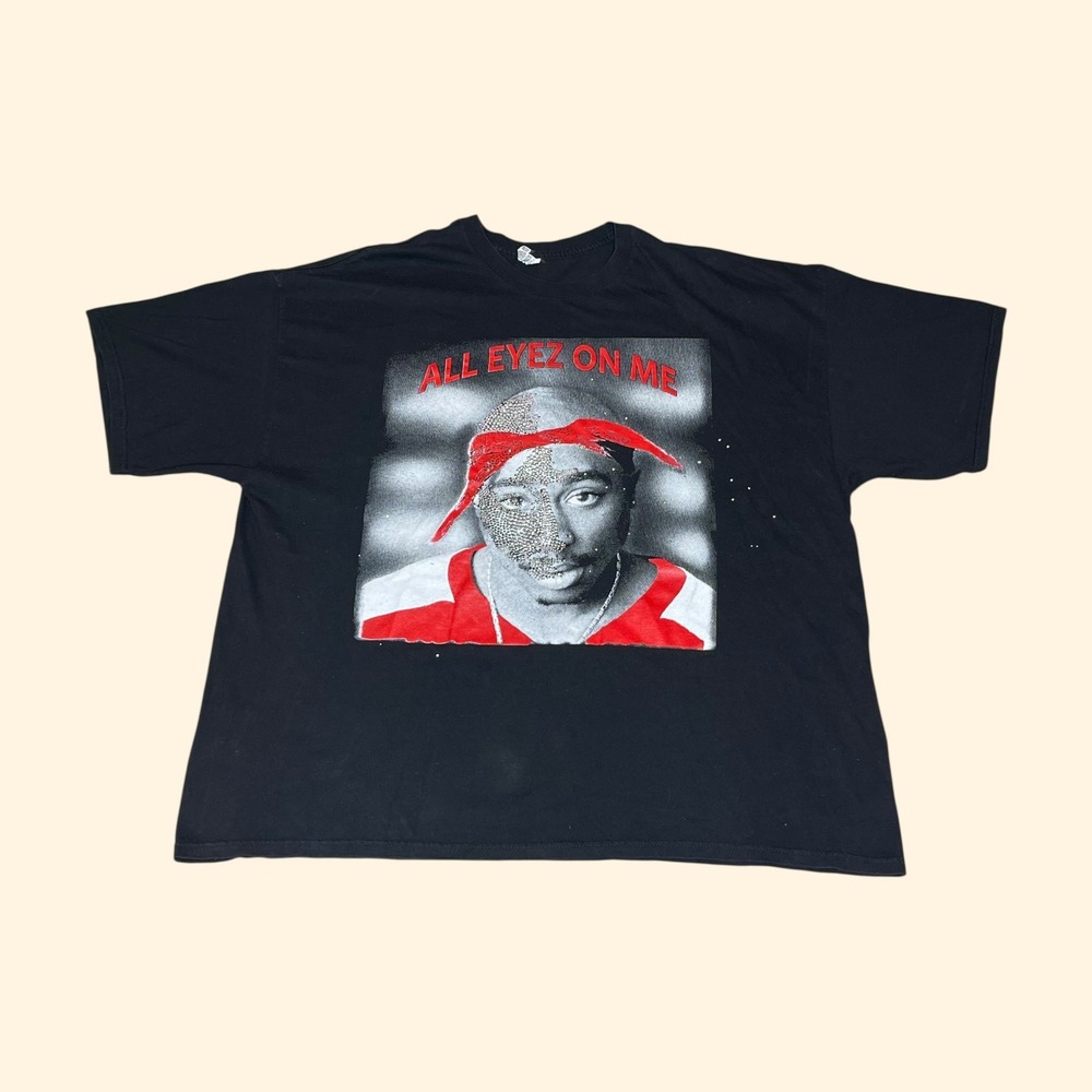 Vintage Y2K Alstyle 2Pac All Eyez On Me Rhinestone Graphic T-Shirt Mens 3XL‎